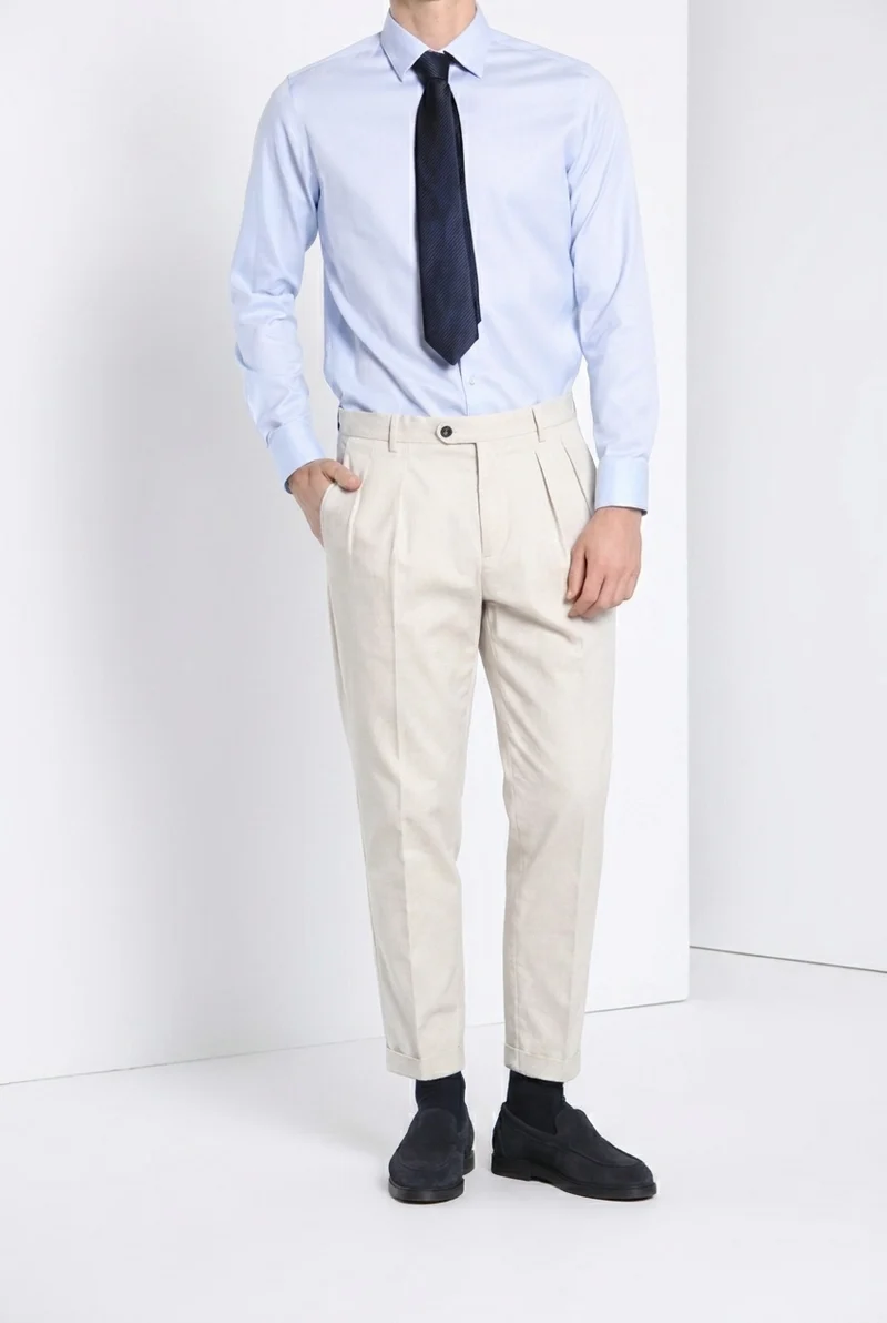 Don Johnson 2 Pinces pantalon chino homme en bull carrot fit