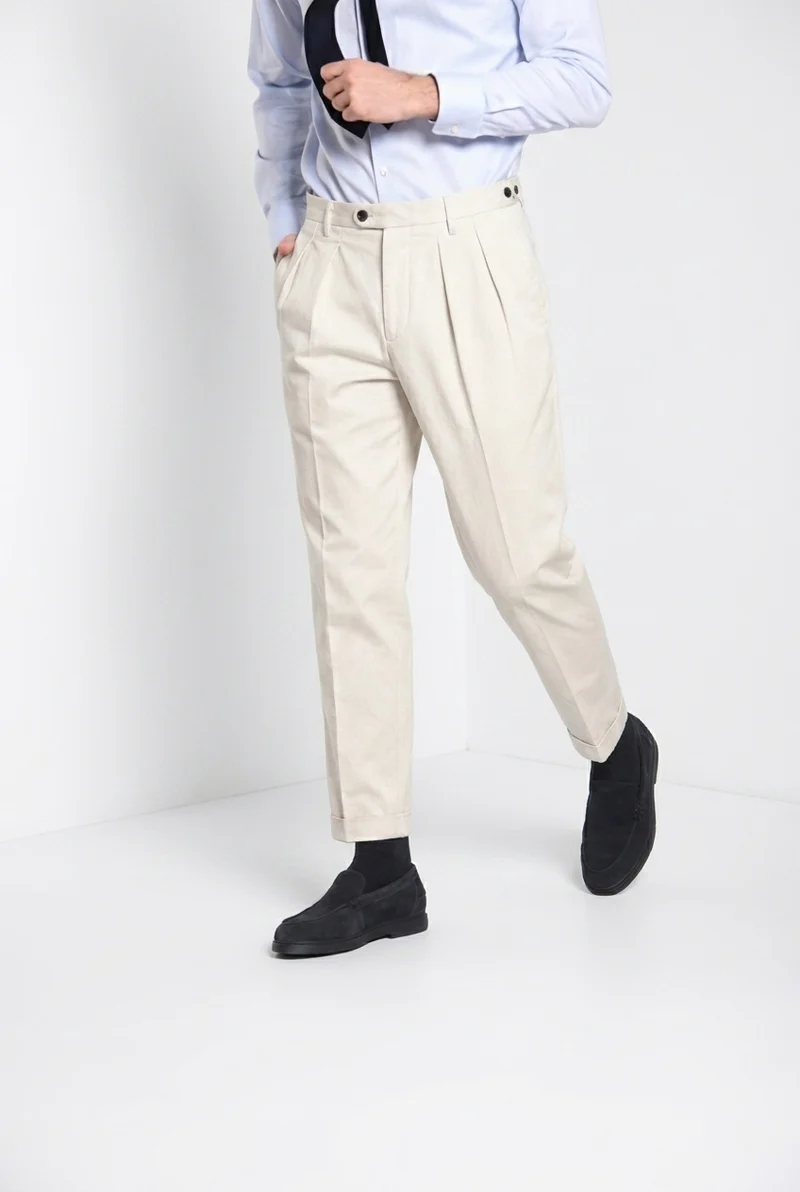 Don Johnson 2 Pinces pantalon chino homme en bull carrot fit