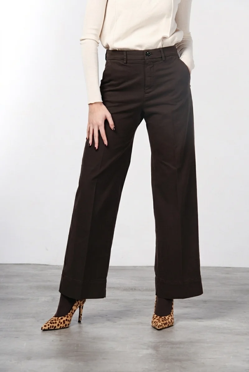 New York Studio pantalon chino femme en satin, straight fit