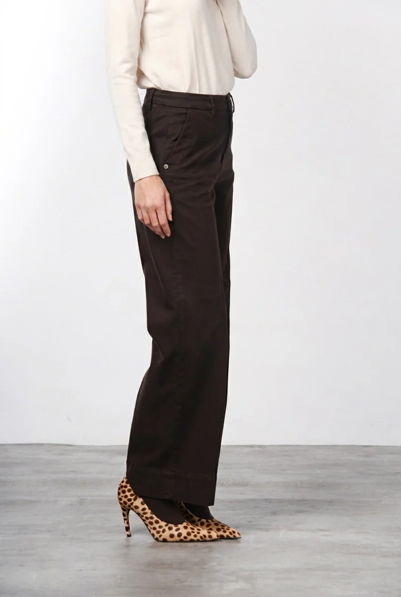 New York Studio pantalon chino femme en satin, straight fit