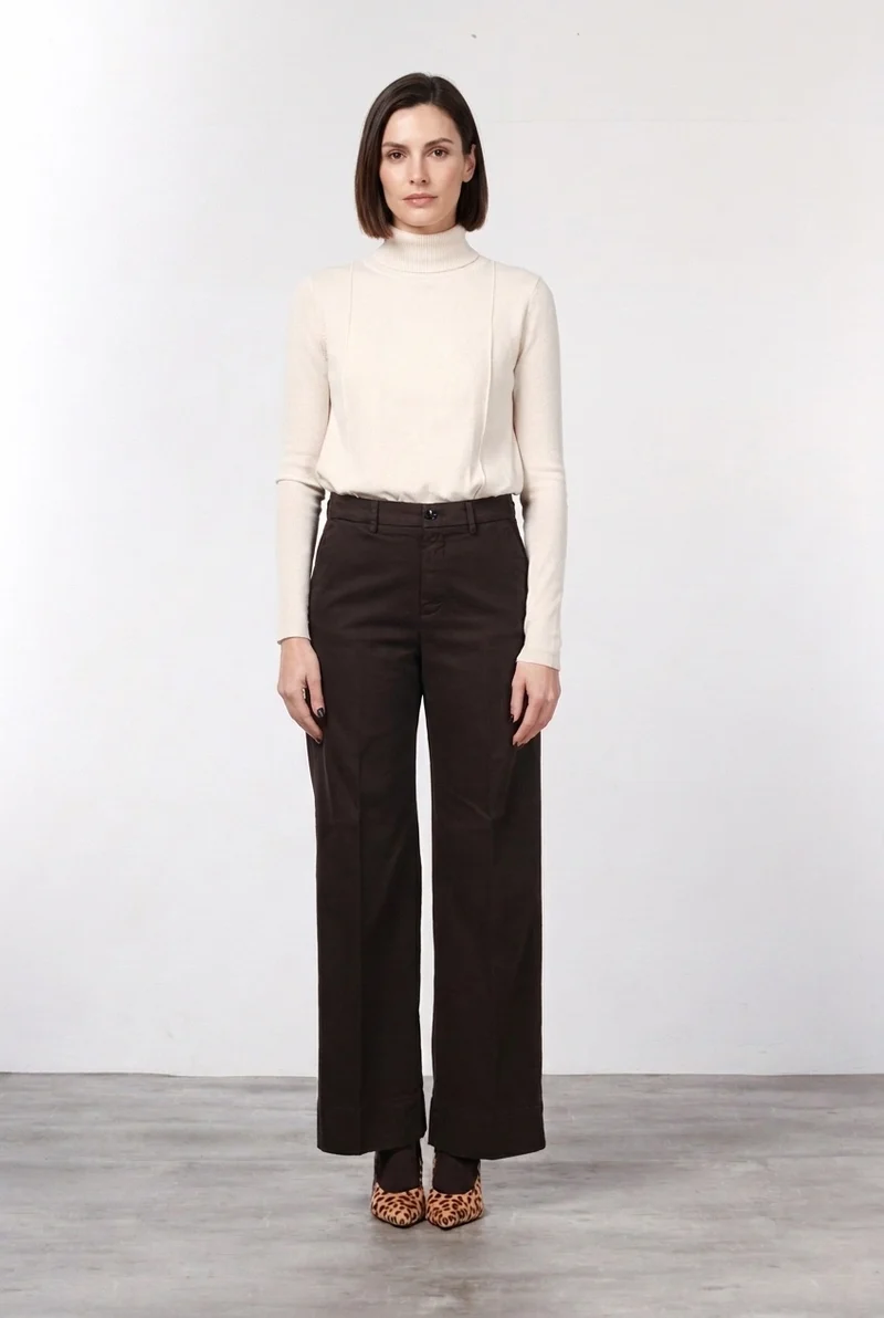 New York Studio pantalon chino femme en satin, straight fit