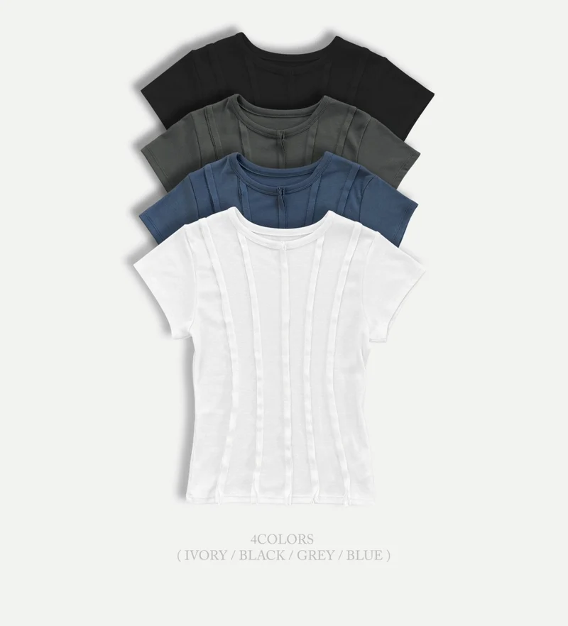 (2Pack) ASKHAKI Vertical Cut-Out Detail Cropped Tee