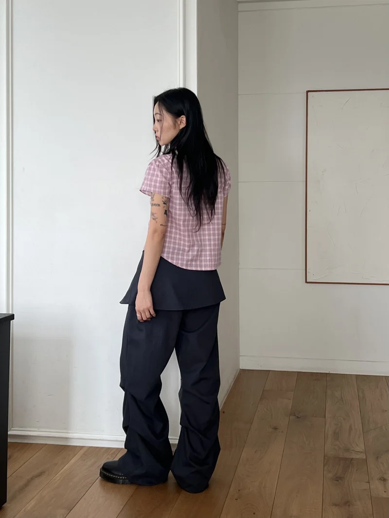 ASKHAKI Skirt-Overlay Wide Flare Trousers Set