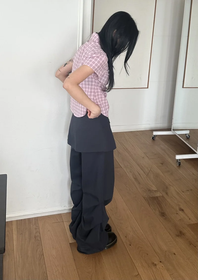 ASKHAKI Skirt-Overlay Wide Flare Trousers Set