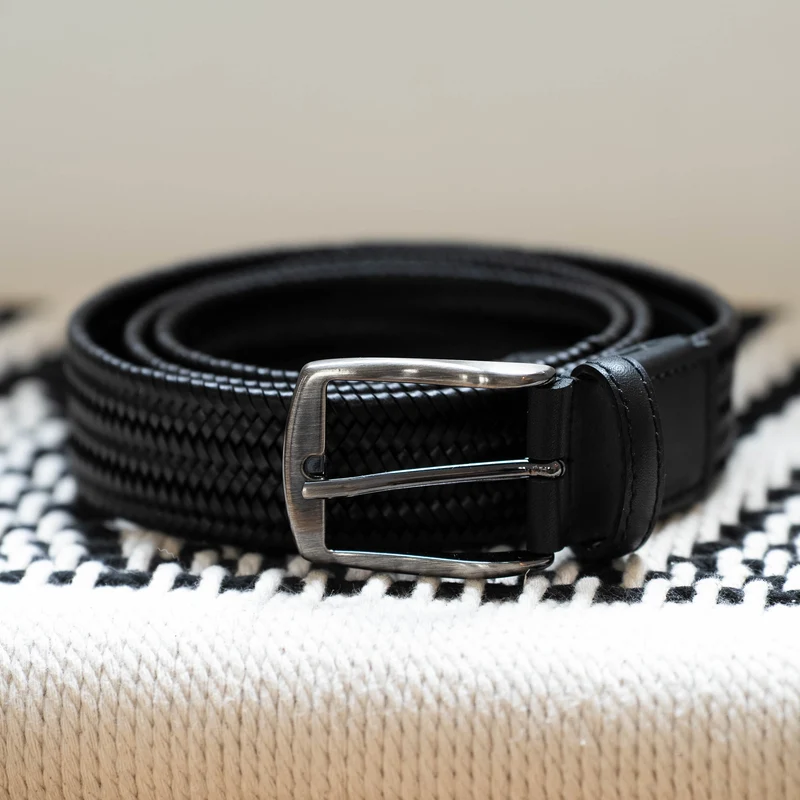 Ceinture "La Normande" Élastique Noir Tressée