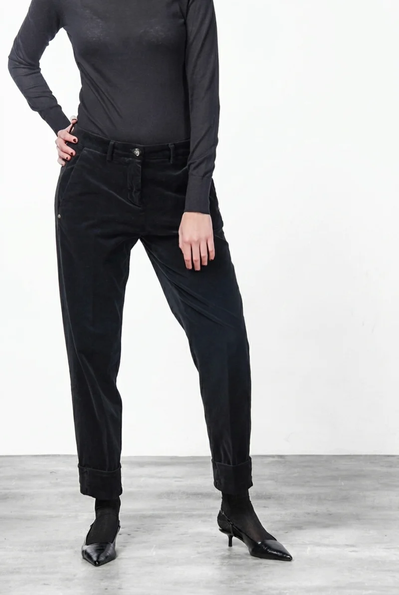New York Carrot pantalon chino femme en velours lisse, carrot fit ①