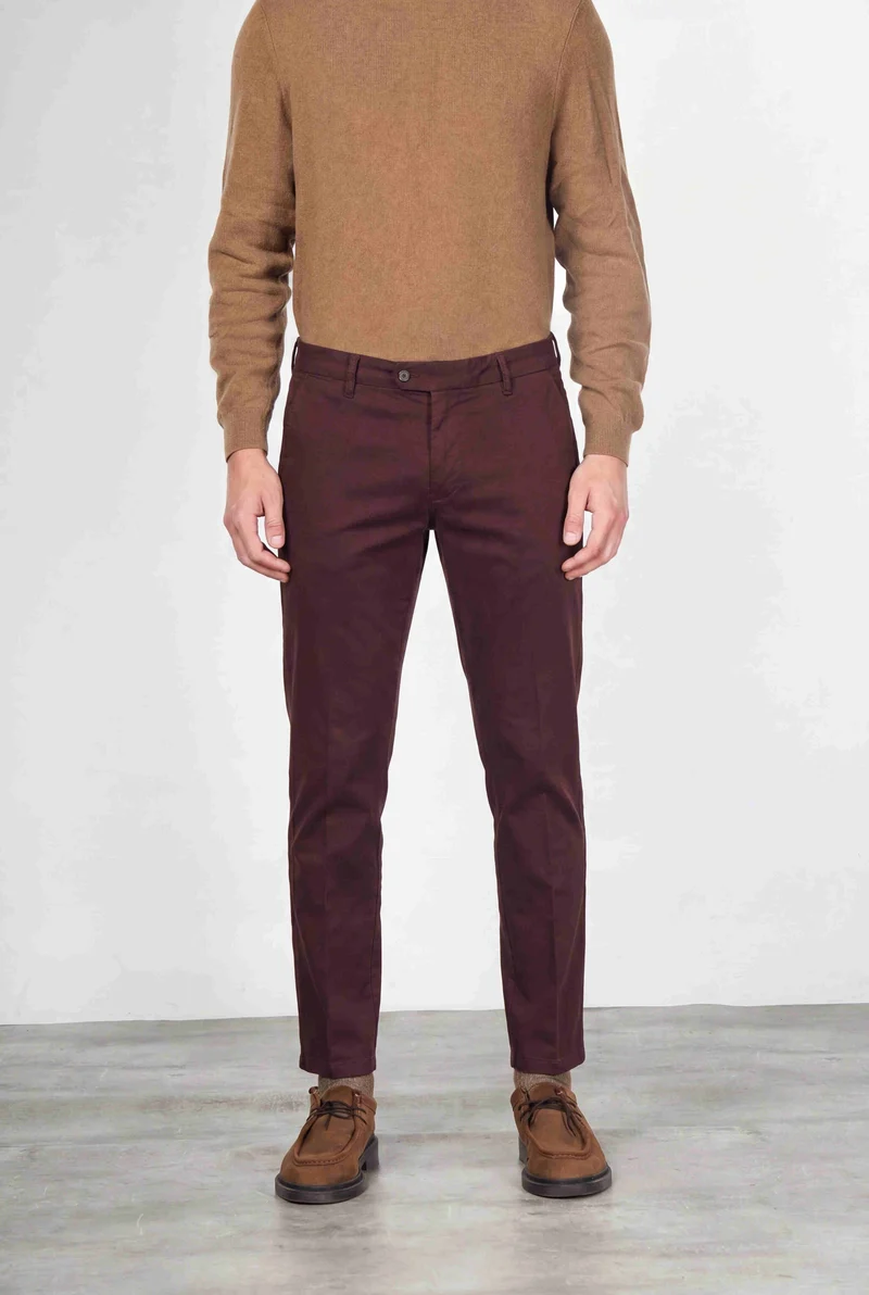 Torino Flex pantalon chino homme en satin, slim fit ①