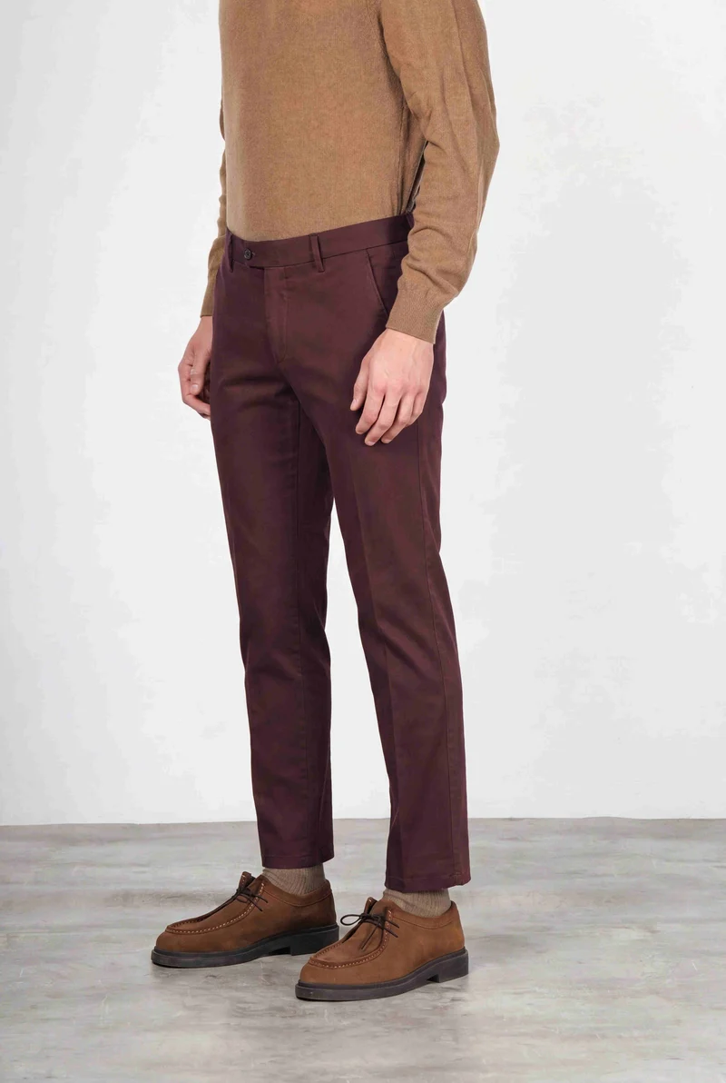 Torino Flex pantalon chino homme en satin, slim fit ①