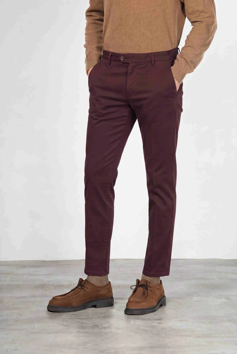 Torino Flex pantalon chino homme en satin, slim fit ①