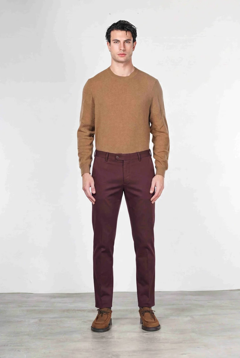 Torino Flex pantalon chino homme en satin, slim fit ①