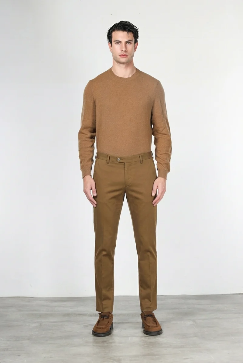Torino Flex pantalon chino homme en satin, slim fit ①