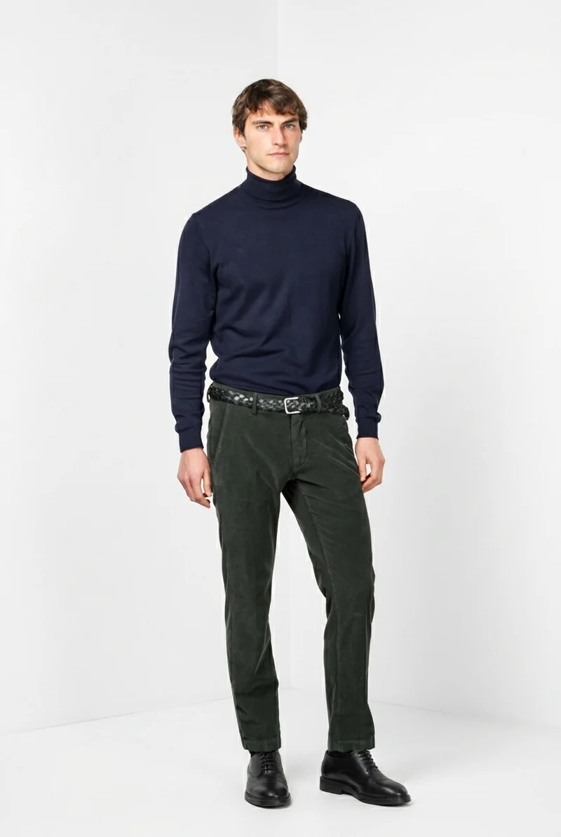 Torino pantalon chino homme en velours côtelé 1000 raies, slim fit ①