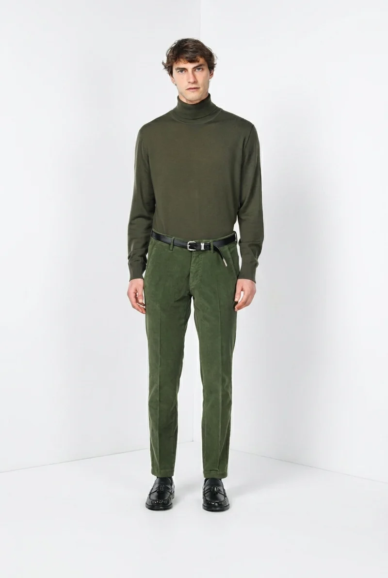 Torino pantalon chino homme en velours côtelé 1000 raies, slim fit ①
