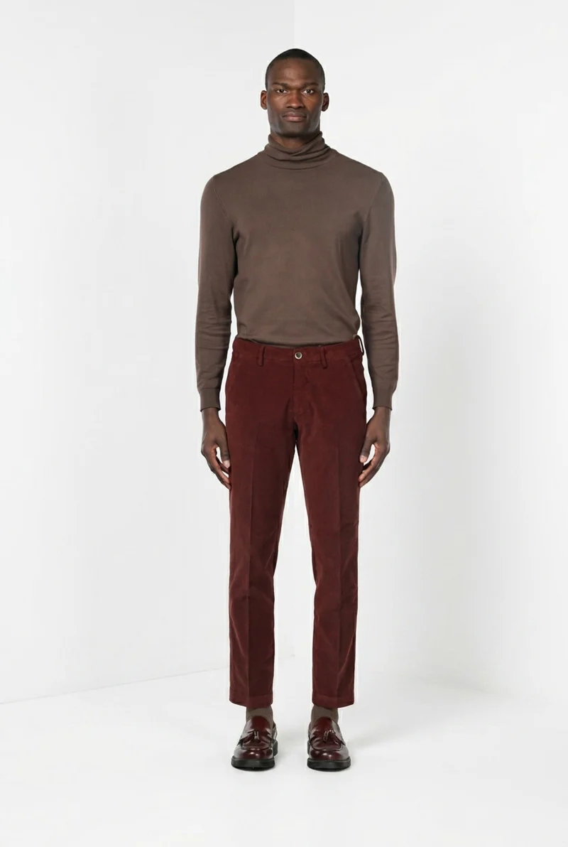 Torino pantalon chino homme en velours côtelé 1000 raies, slim fit ①