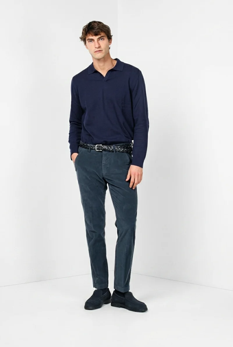 Torino pantalon chino homme en velours côtelé 1000 raies, slim fit ①