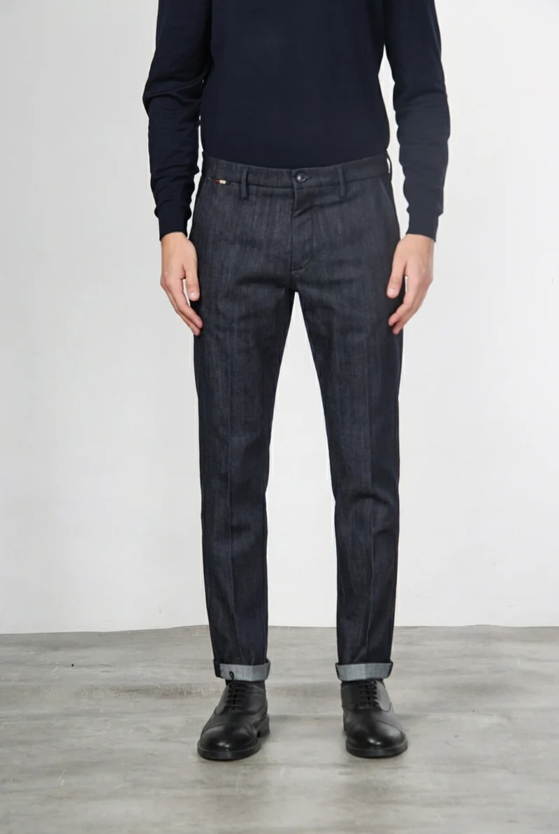 Osaka pantalon chino homme en denim stretch, carrot fit