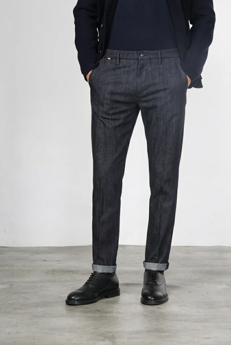 Osaka pantalon chino homme en denim stretch, carrot fit