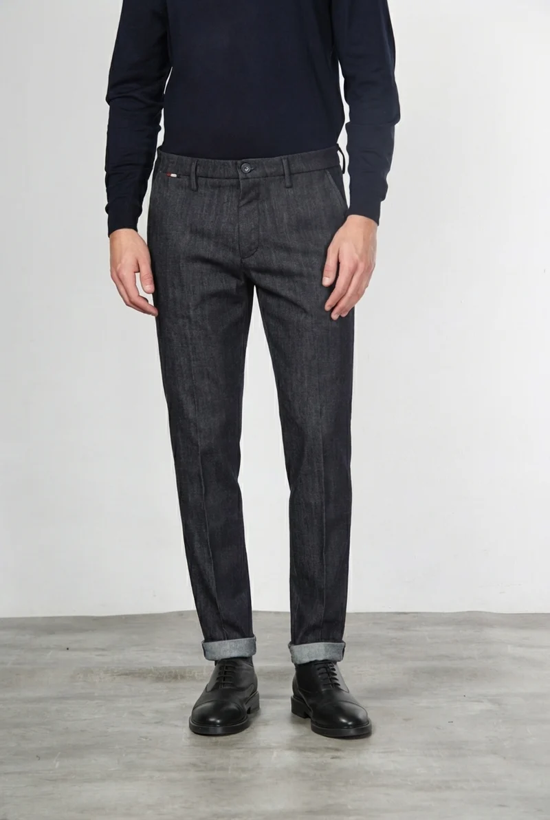 Osaka pantalon chino homme en denim stretch, carrot fit