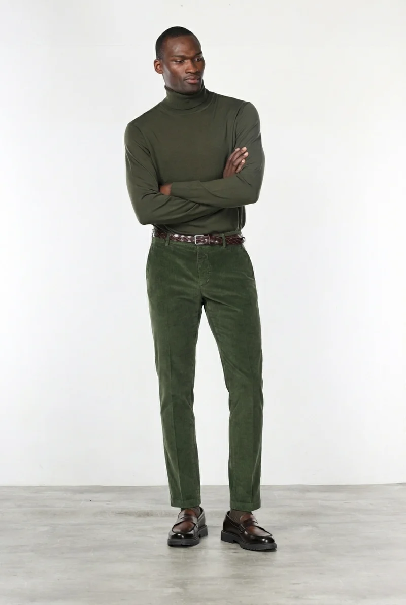 Milano pantalon chino homme en velours côtelé 500 raies, extra slim fit ①