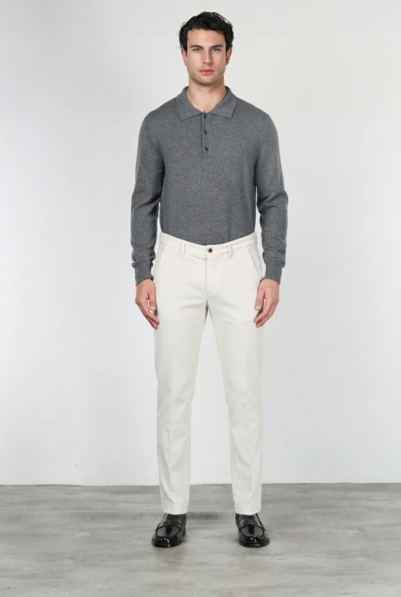 Milano pantalon chino homme en velours côtelé 500 raies, extra slim fit ①
