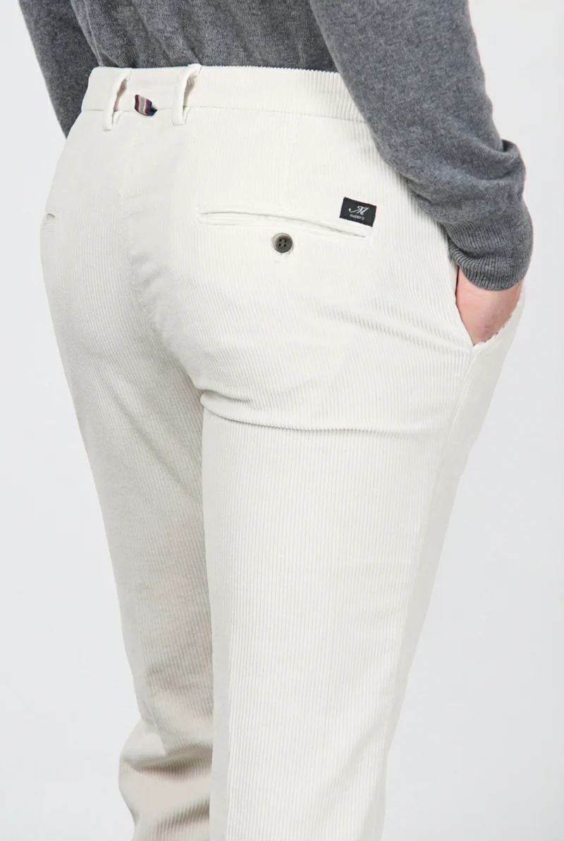 Milano pantalon chino homme en velours côtelé 500 raies, extra slim fit ①