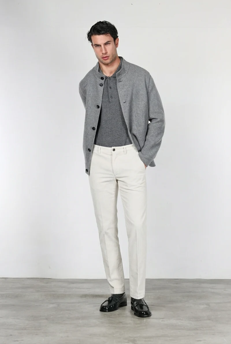 Milano pantalon chino homme en velours côtelé 500 raies, extra slim fit ①