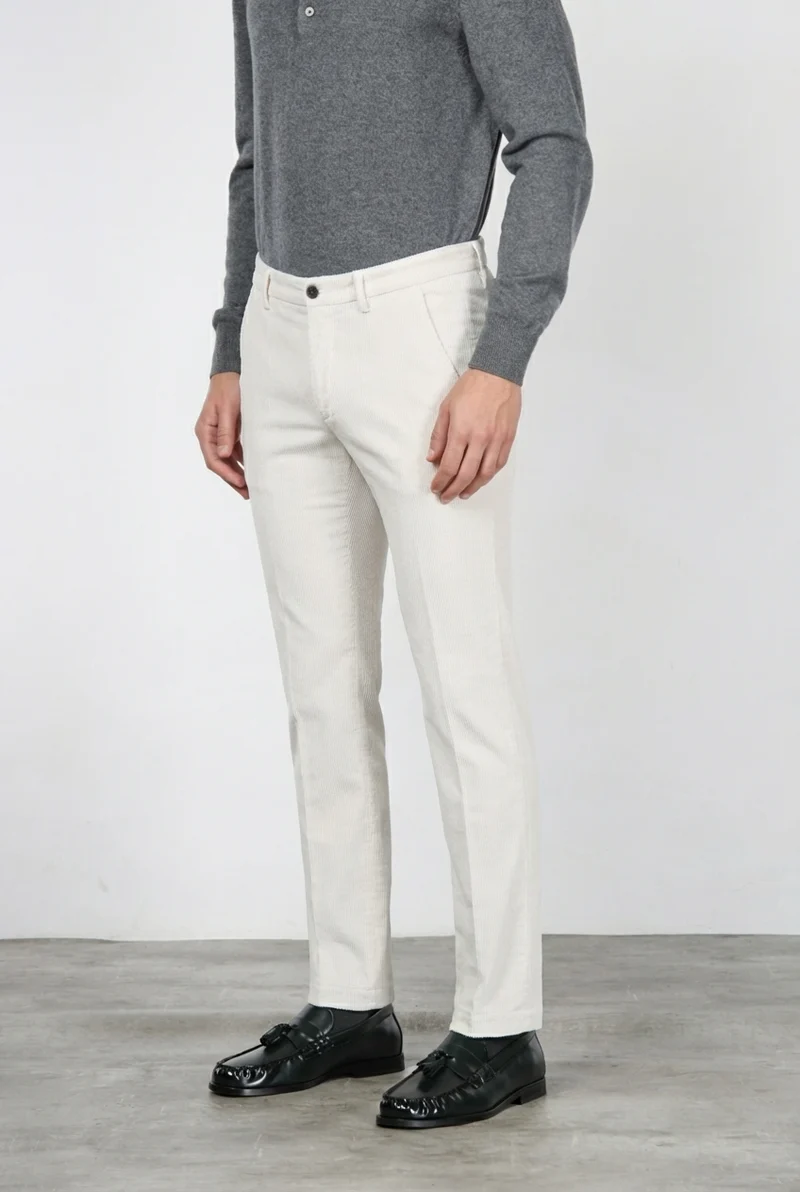 Milano pantalon chino homme en velours côtelé 500 raies, extra slim fit ①