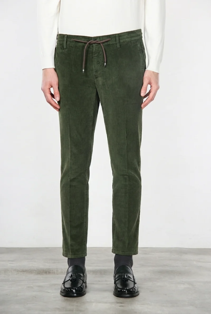 Milano Jogger pantalon chino homme en velours côtelé 500 raies, extra slim fit