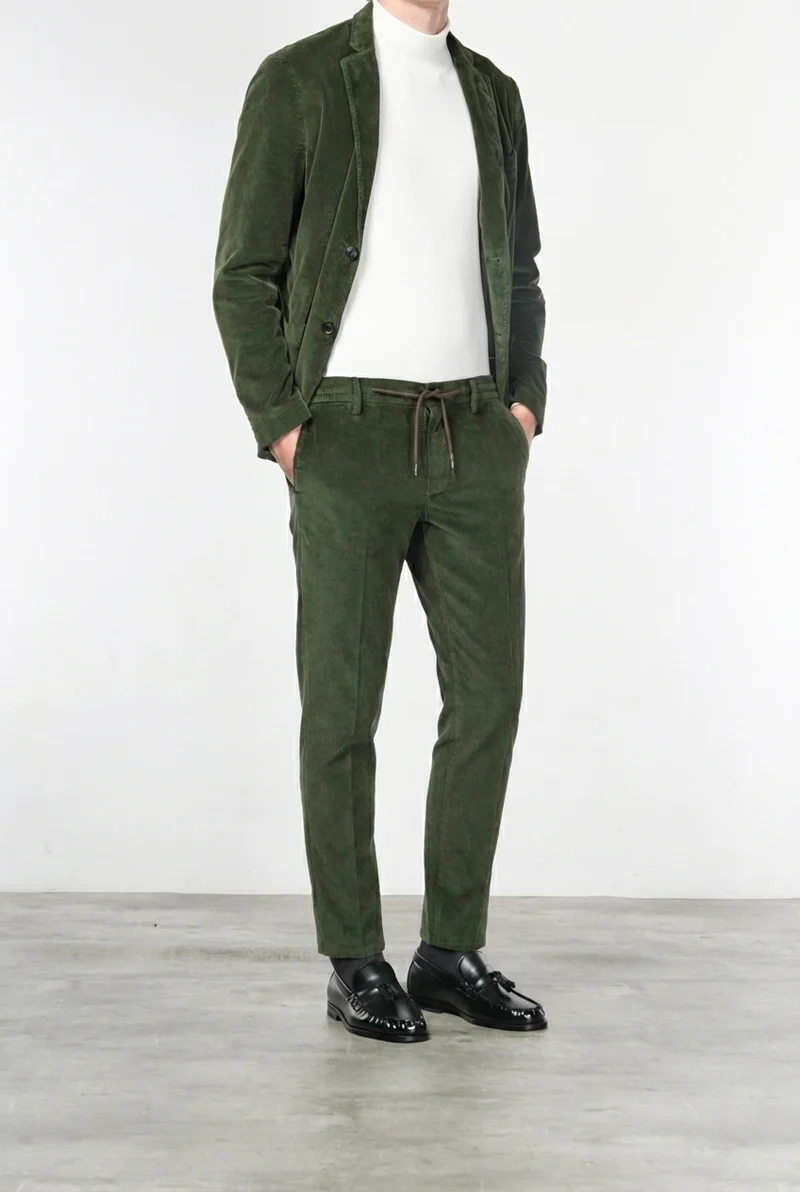 Milano Jogger pantalon chino homme en velours côtelé 500 raies, extra slim fit