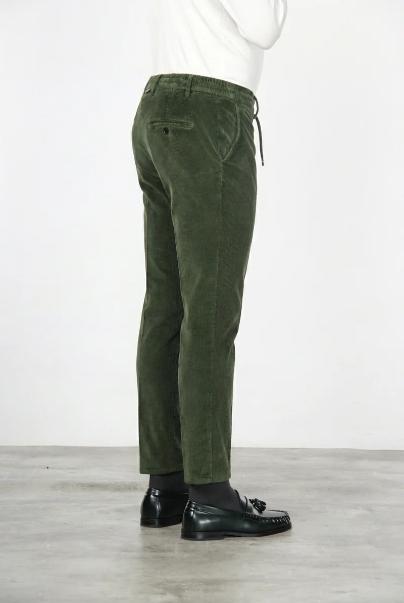 Milano Jogger pantalon chino homme en velours côtelé 500 raies, extra slim fit