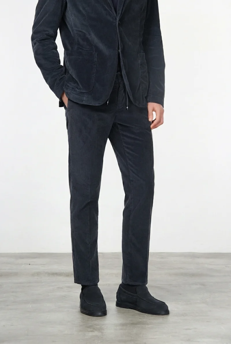 Milano Jogger pantalon chino homme en velours côtelé 500 raies, extra slim fit