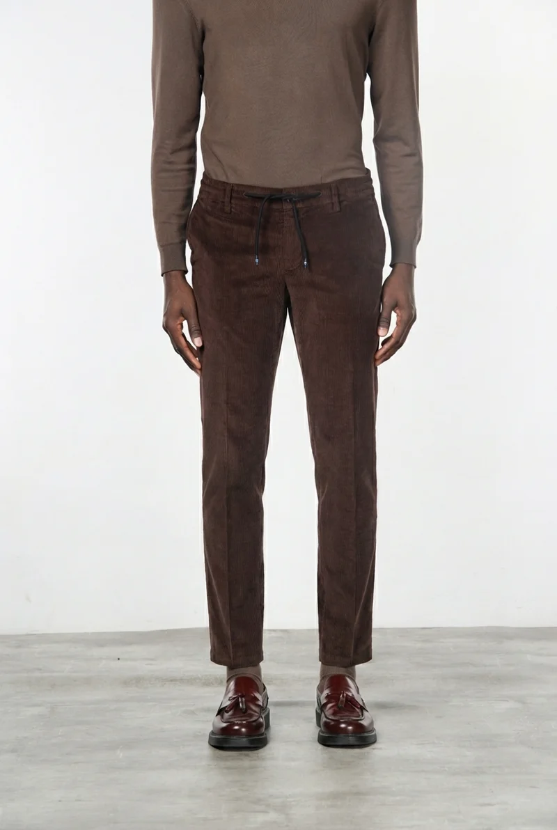 Milano Jogger pantalon chino homme en velours côtelé 500 raies, extra slim fit