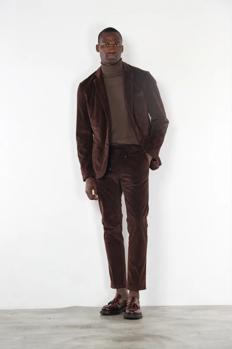 Milano Jogger pantalon chino homme en velours côtelé 500 raies, extra slim fit