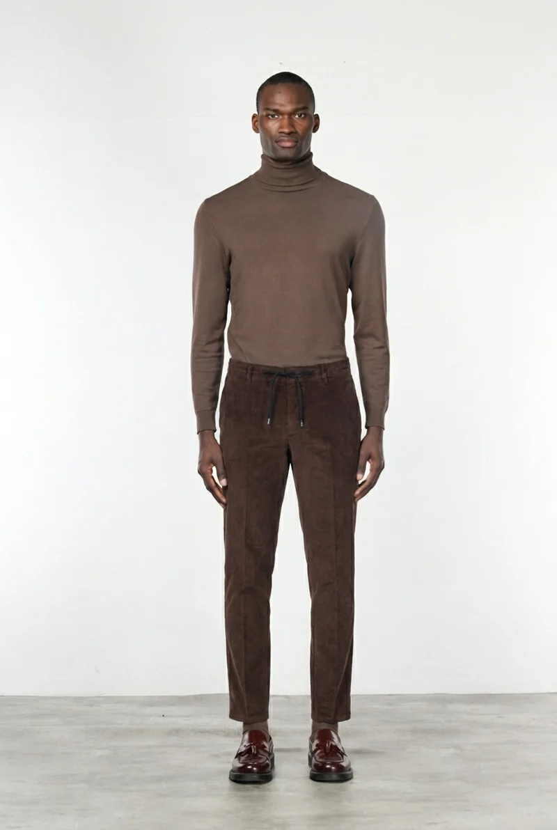Milano Jogger pantalon chino homme en velours côtelé 500 raies, extra slim fit