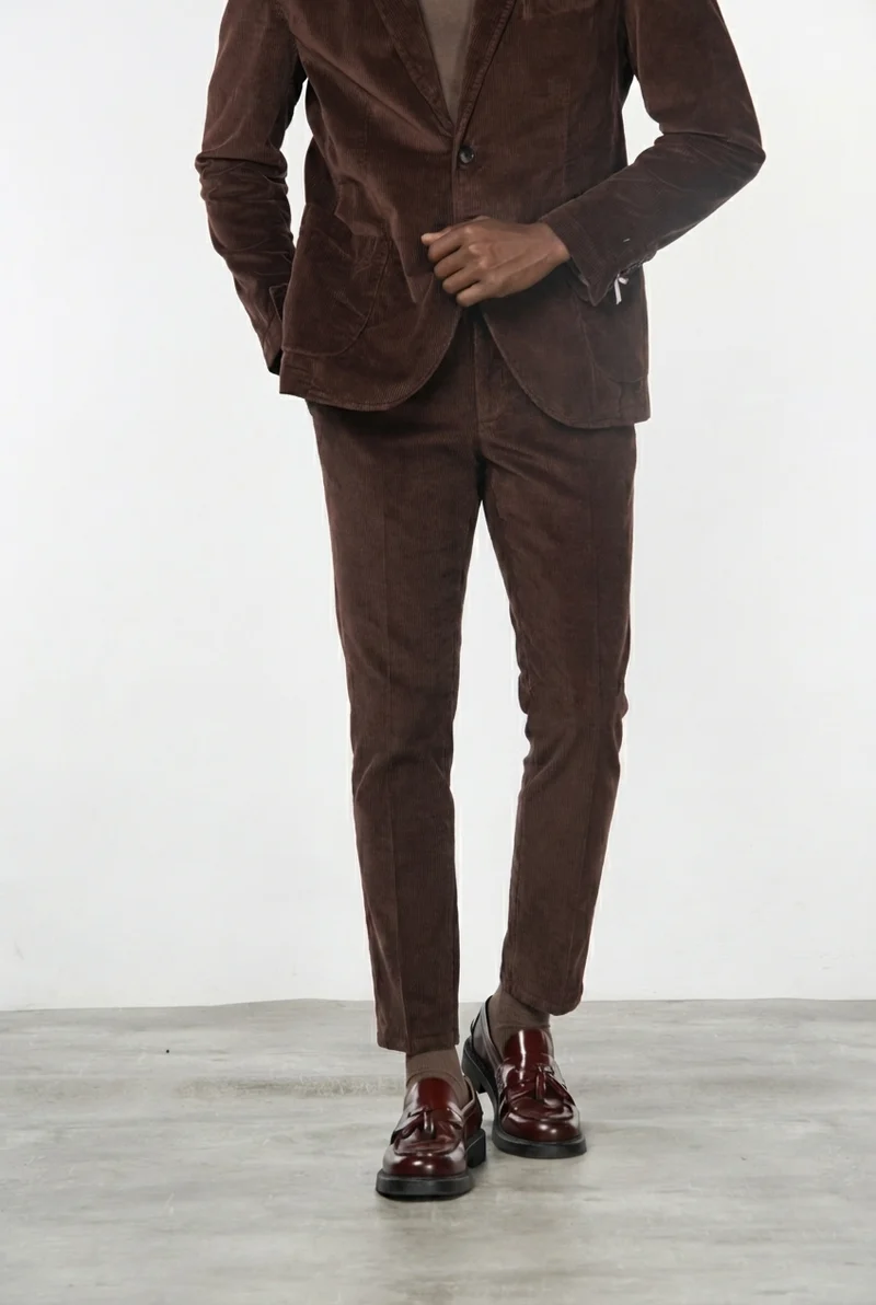 Milano Jogger pantalon chino homme en velours côtelé 500 raies, extra slim fit