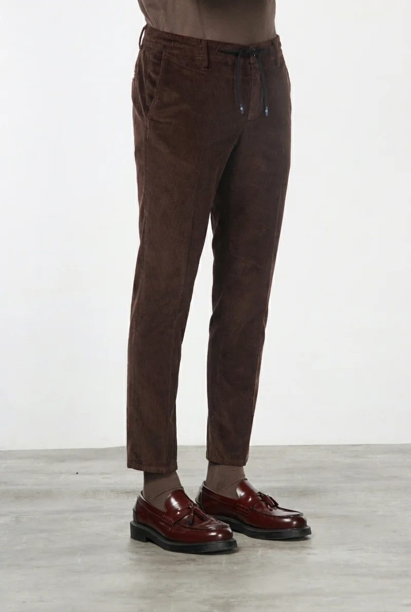 Milano Jogger pantalon chino homme en velours côtelé 500 raies, extra slim fit