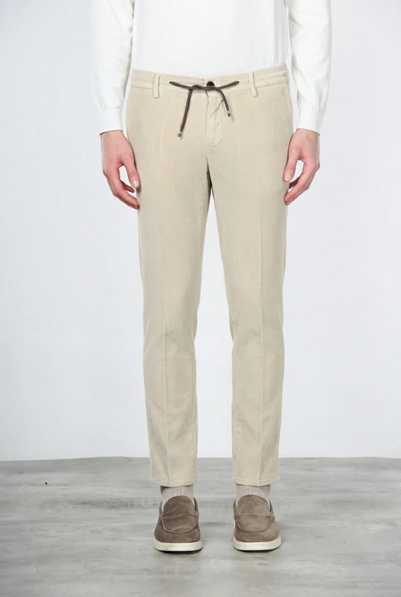 Milano Jogger pantalon chino homme en velours côtelé 500 raies, extra slim fit