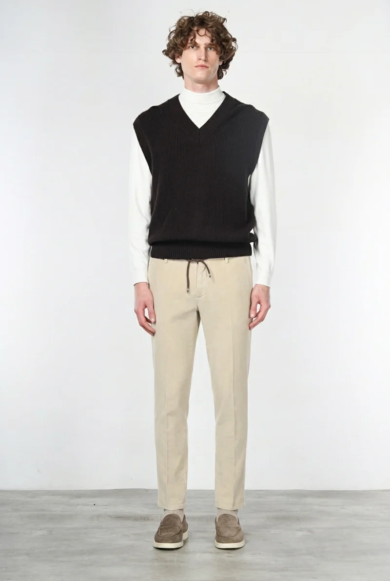 Milano Jogger pantalon chino homme en velours côtelé 500 raies, extra slim fit