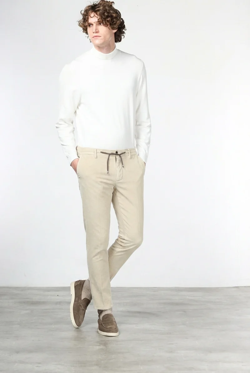 Milano Jogger pantalon chino homme en velours côtelé 500 raies, extra slim fit
