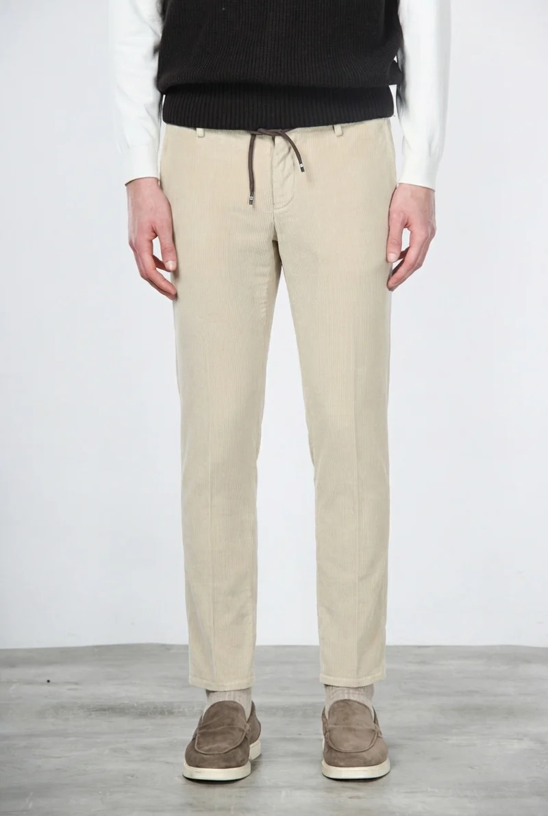 Milano Jogger pantalon chino homme en velours côtelé 500 raies, extra slim fit
