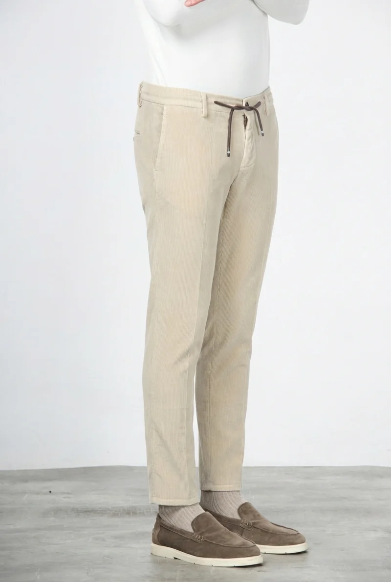 Milano Jogger pantalon chino homme en velours côtelé 500 raies, extra slim fit