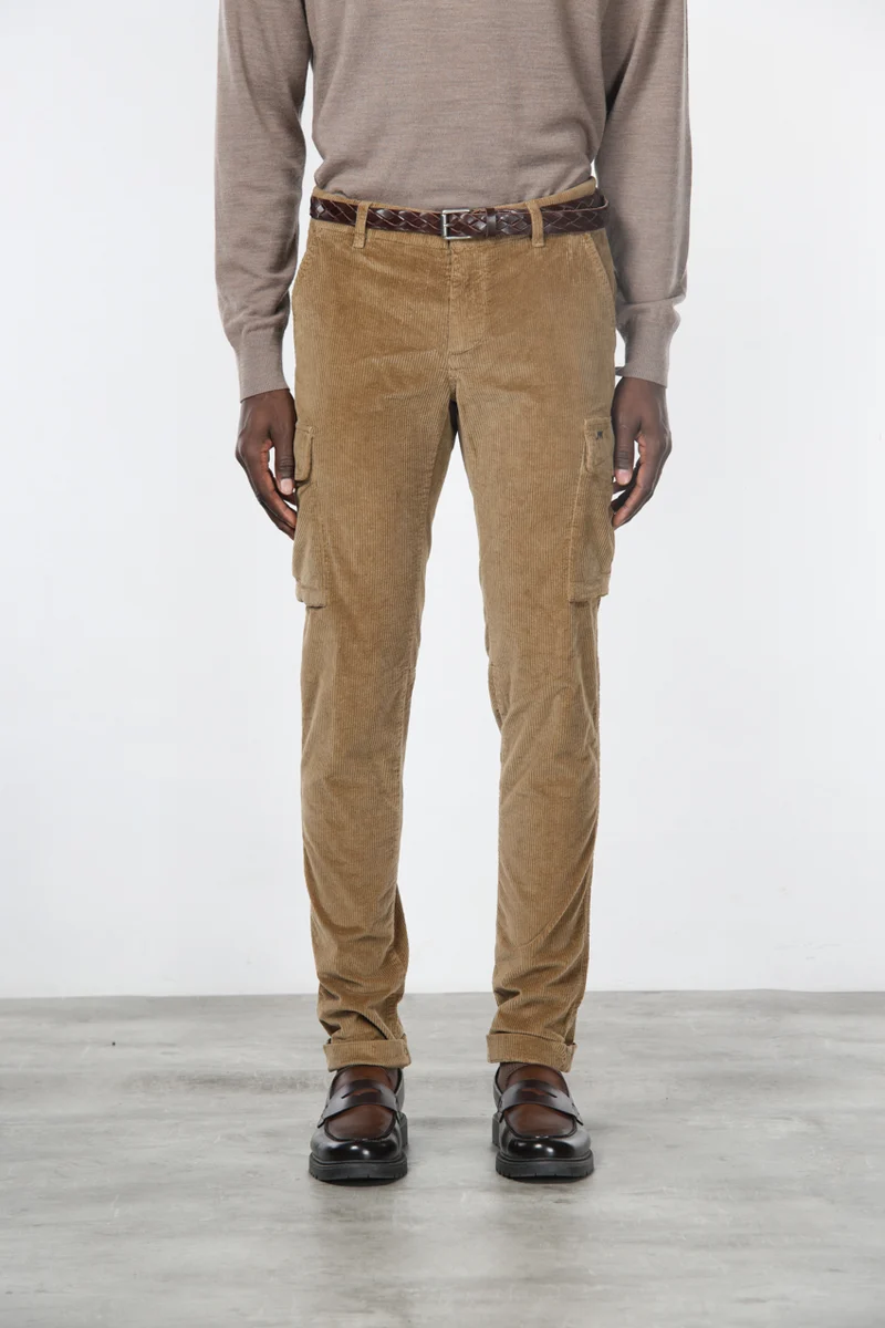 Chile pantalon cargo homme en velours côtelé 500 raies, extra slim fit ①