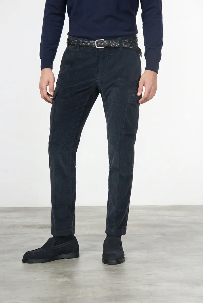 Chile pantalon cargo homme en velours côtelé 500 raies, extra slim fit ①