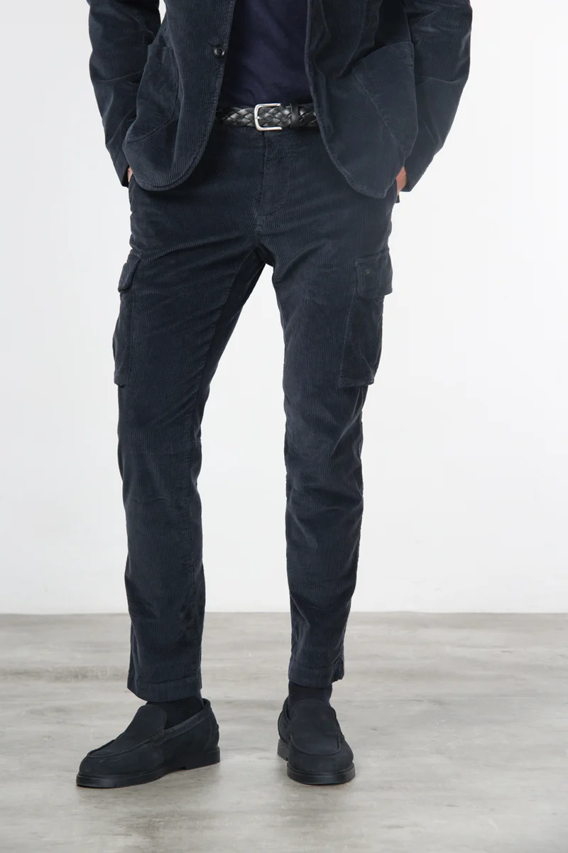 Chile pantalon cargo homme en velours côtelé 500 raies, extra slim fit ①