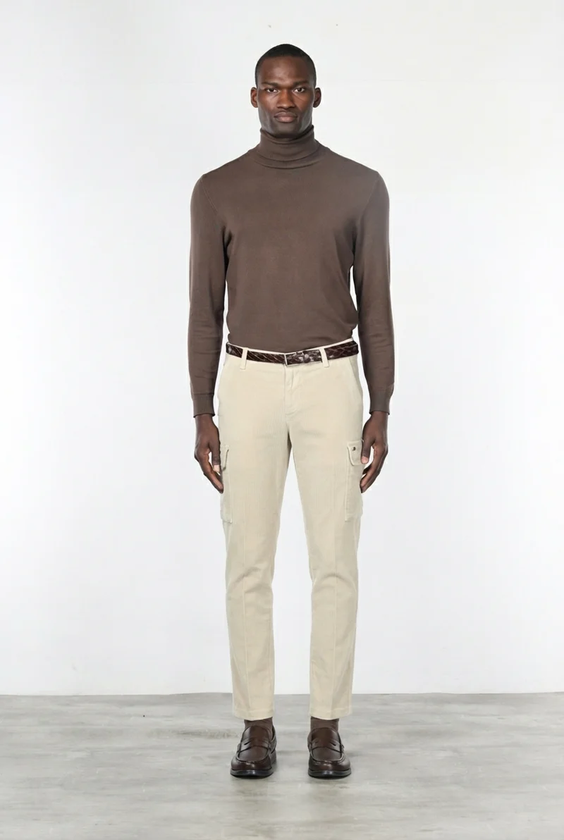 Chile pantalon cargo homme en velours côtelé 500 côtes, coupe extra slim ①