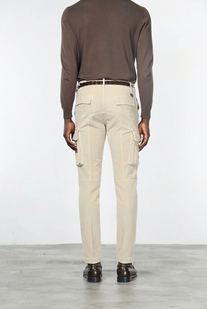 Chile pantalon cargo homme en velours côtelé 500 côtes, coupe extra slim ①