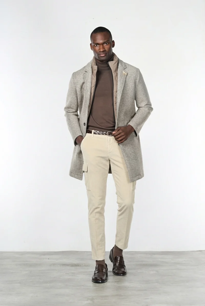 Chile pantalon cargo homme en velours côtelé 500 côtes, coupe extra slim ①