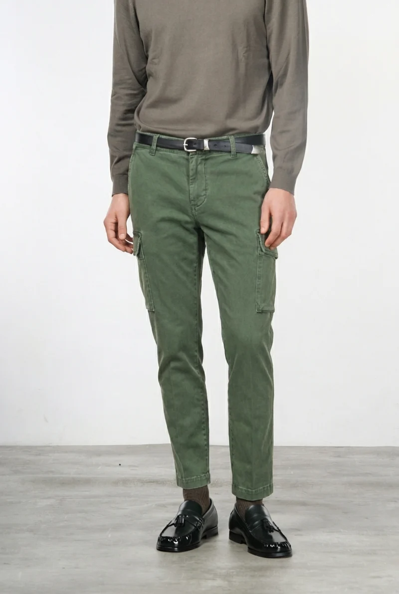 Chile pantalon cargo homme en gabardine stretch, extra slim fit ①