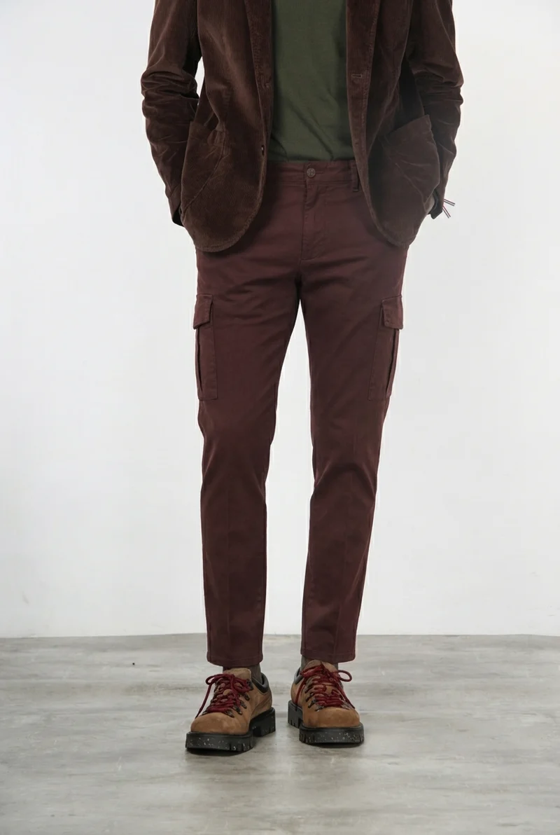 Chile pantalon cargo homme en gabardine stretch, extra slim fit ①