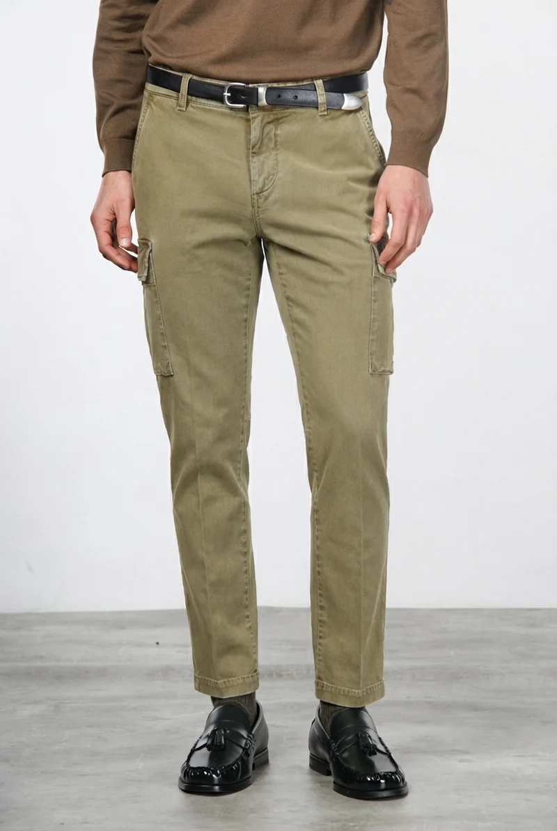 Chile pantalon cargo homme en gabardine stretch, extra slim fit ①